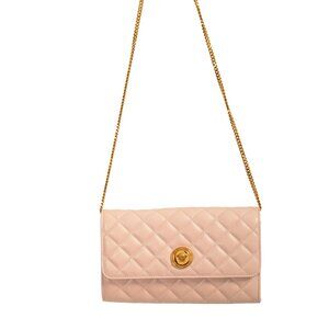 Versace Women's Leather Gold Medusa Quilted Clutch Chain Wallet Shoulder Bag